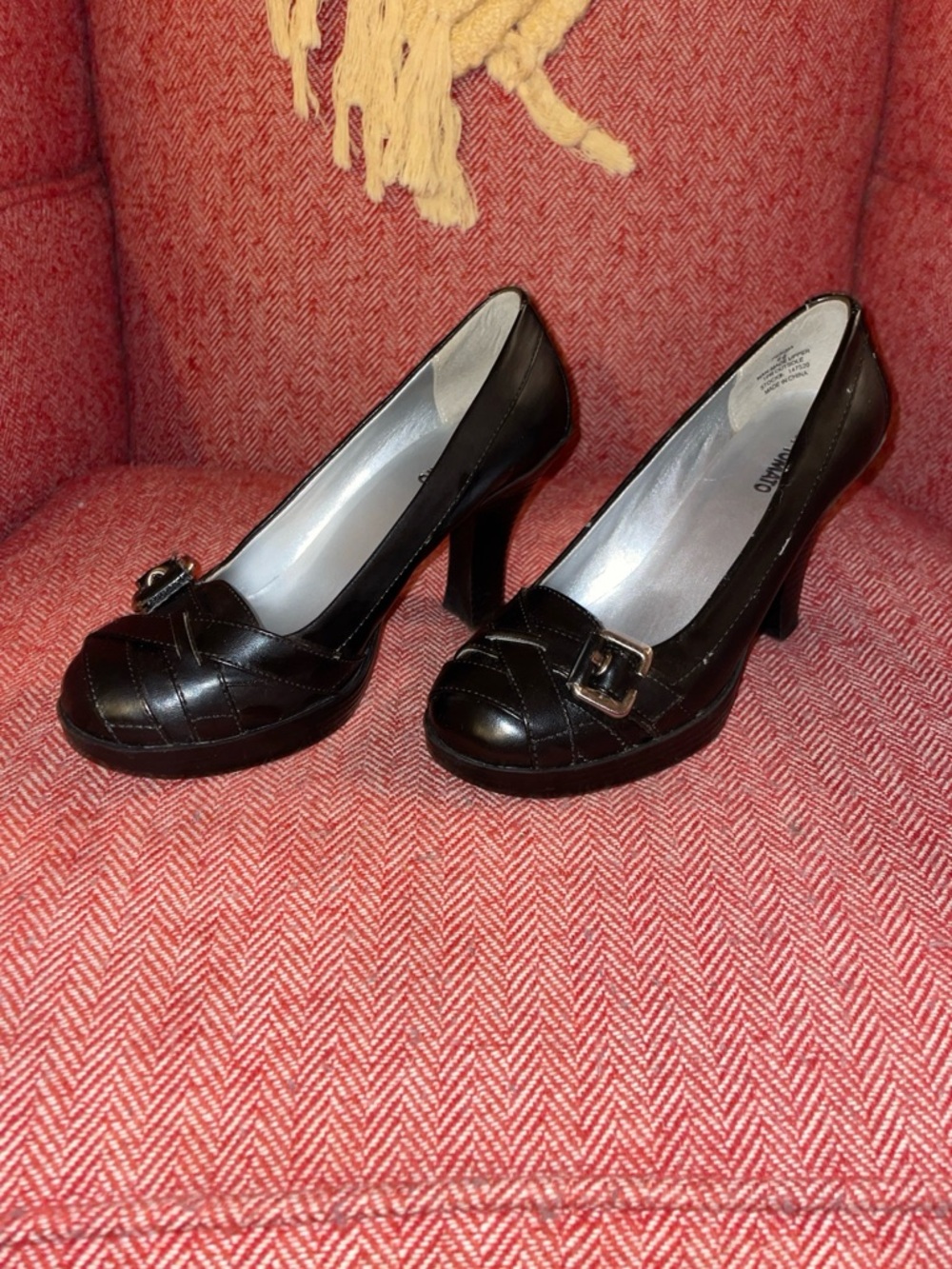 Hot Tomato Black Quilted Platform Pumps with Buckle
